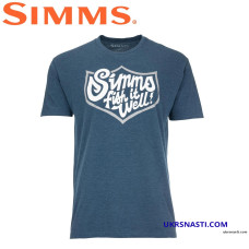 Футболка Simms Fish It Well Badge T-Shirt Sailor Blue Heather размер M